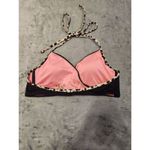 PINK - Victoria's Secret Victoria's Secret PINK SWIM Size M Leopard Black Halter Bikini Top Photo 1