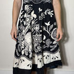 Magic Bohemian Black White 100% Cotton Patternered Midi Dress Fits like Size Medium Photo 0