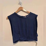 Free People  Remi Crop Top in Smokey Saphire Navy Blue‎ Sz L Photo 3