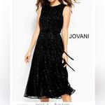 Jovani  Evening Black Sequin Sleeveless A Line Midi Dress 12 Photo 8