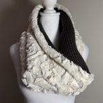 Loft NWT White Gray Faux Fur Fuzzy Infinity Scarf Womens O/S Winter Accessory Photo 0