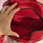 Red Travel Cosmetic Bag Alligator Skin Look Makeup Purse Photo 6