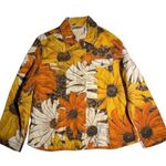 Vtg 1990s Chico's Yellow Orange Textured Cotton Sunflower Print Shirt Jacket 1 S Photo 0