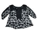 Free People  Moon River black & white floral print long sleeve top size S Photo 11