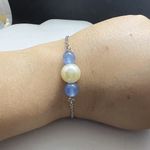 Handmade White pearl bead chain bracelet with Crystal beads Photo 3
