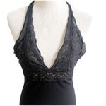 City Triangles  Y2K Black Lace Trim Mini Dress Size Small Halter Neck Whimsygoth Photo 5