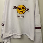 Hard Rock Cafe NWT  Chicago Women's Fleece Chenille Chain Stitch Crop Crew Photo 0
