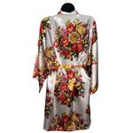 Floral Satin Kimono Silky‎ Robe Red Photo 1