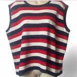 Vintage Striped Sleeveless Patriotic Sweater‎ Red Size 3X Photo 0