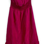 Maeve Anthropologie 100% silk strapless fuschia smocked dress Photo 0