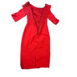 Black Halo - Red Nuelle Petal Sleeve Dress - Size 2 Photo 10