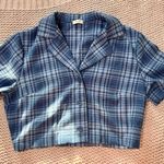 Brandy Melville Blue Plaid Skirt And Crop Tee Photo 0