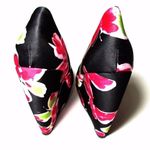 Elle  Women's Jessica Black Satin Butterfly Wedge Heels Sz 7 Photo 2