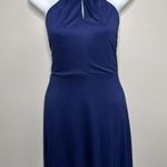 Ann Taylor Women Dress 10 NWT Maxi Long Dress Navy Rayon Jersey Lined Halter Photo 2