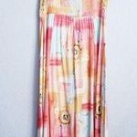 Vintage Pipe Dreams Multicolored Sunflower Smocked Strapless Maxi Dress Red Size XL Photo 1