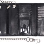 Black Chain Wallets for Men (6.7”) – Trifold Biker Wallets for Men with Chain – 100% Leather Long Wallet for Men - Leather Chain Wallet w/ 12 Credit Card Slots, Money Sleeve, & Zippered Pocket Photo 1