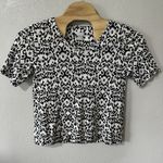 Chico's ‎ Everyday V-Neck TShirt Size 2/Large Black White Pattern Pima Cotton Photo 0