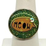 Adjustable Green, Orange, & Yellow Sparkly Meow Ring Orange Photo 0