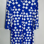 JUDE CONNALLY Lexie Blue‎ Tossed Star 3/4 Bell Sleeve V Neck Dress Size M Blue Size M Photo 0