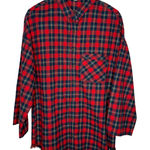 UMGEE Red Navy Yellow Plaid Frayed Hem Long Sleeve‎ Button Up Shirt Women Sz M Size M Photo 0