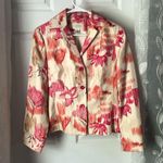 Cache Silk Blend 72% silk buttons down Floral print Blazer jacket women Sz 6 Photo 2