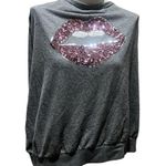 Torrid Women's Plus Size 3 Gray Off Shoulder Sweatshirt Pink Sequin Lips Casual Photo 0