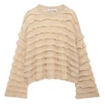 ZARA  Ruffled Knit Sweater Size Large Oversized Photo 0