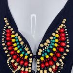 Nanette Lepore  Beach House Beaded Romper cover up Indigo swimwear vacation large Photo 4