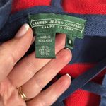 Ralph Lauren 100% Cotton Hooded Sweater, 3/4 Sleeves, Red/Blue, Size Medium Photo 5
