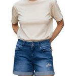 Junior Wallflower Blue Denim Shorty Shorts Size 7 Mid Rise Embroidered Daisys Photo 0