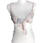 l*space L Liberty Love Chloe Cream Floral Wrap Tie Spaghetti Strap Bikini Top Photo 2
