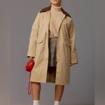 Maeve Anthropologie Heritage Trench Coat Tan Size Large Contrast Collar Brown Photo 1