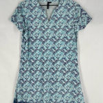 AQUA Et Sol Swim Cover-up Tunic Dress UPF 50 Short Sleeve Blue White Printed S Photo 0