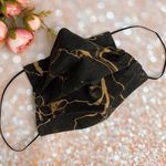 Black And Gold Metallic Marble Cotton Face Mask Photo 0