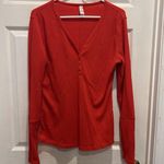 Zyia  Active Don't Wake Me Red Thermal‎ Henley Long Sleeve Top Size XL Photo 0