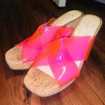 Jessica Simpson Size 5.5 Pink Transparent Strappy Cork Wedges / Heels Photo 0