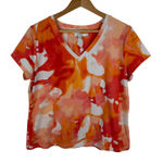 Chico's  Tie Dye Abstract Size 2 Large V-Neck Colorful Vibrant Stretch Comfy Photo 0