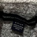 American Eagle Boho Hooded Pullover Cable Knit Sweater Light Grey Small Photo 2