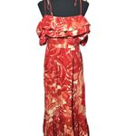 ZARA  Red Marble Maxi Dress Off Shoulder Tiered Ruffles Lightweight Size M‎ Photo 2