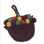Anthropologie brown crochet wool bag with crochet flowers, NWT Photo 7