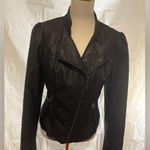 Guess Black Faux Leather Jacket with Asymmetrical Zipper and Fitted Design Photo 0