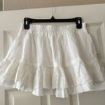 White Tiered Ruffle Eyelet Lace Mini Skirt Size M Photo 4