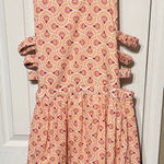 Side Cutout Pink Orange Patterned Women's Dress Ruffled Lined Size Medium Photo 0