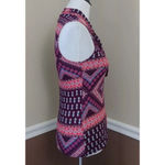 Modcloth Burgundy Floral Tie Neck Retro Sleeveless Top Coquette Boho Pin Up Mod Photo 3