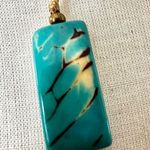 Bronzite and faux turquoise beaded adjustable necklace Blue Photo 8