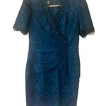 Vintage Scott McClintock formal brocade dress teal sz 14 Blue Photo 0