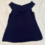 Tommy Bahama  szS on or off shoulder twist front dark blue knit top EUC Photo 1