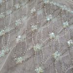 Anne Klein 100%Silk Beaded Scarf Sequin Details White Transparent Photo 1