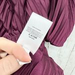 EXPRESS  Dress Women Size Medium Mini Strapless Puff Sleeve Pleated Ruffled Plum Photo 2