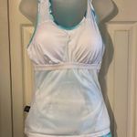 Shape Tek Green White Geometric Lines Racerback Tank Top Padded Shelf Bra Large Photo 11